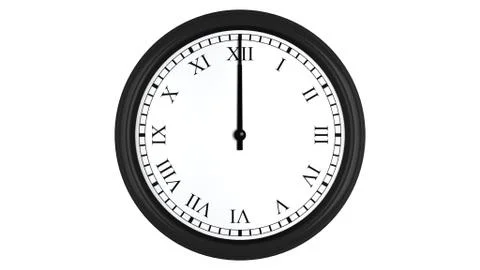 Realistic 3D clock with Roman numerals set at 12 o'clock Stock Illustration