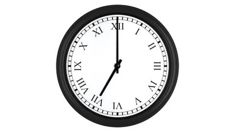 Realistic 3D clock with Roman numerals set at 7 o'clock Stock Illustration