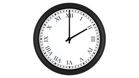 Realistic 3D clock with Roman numerals set at 2 o'clock Stock Illustration