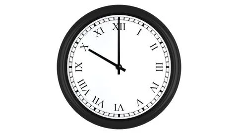 Realistic 3D clock with Roman numerals set at 10 o'clock Stock Illustration