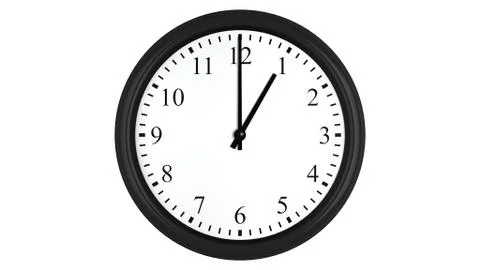 Realistic 3D clock set at 1 o'clock Stock Illustration