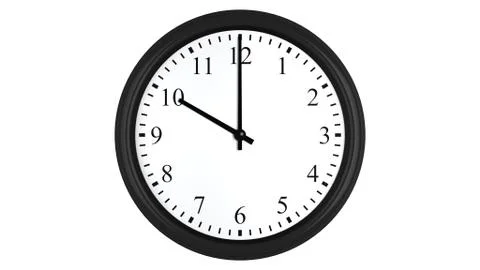 Realistic 3D clock set at 10 o'clock Stock Illustration