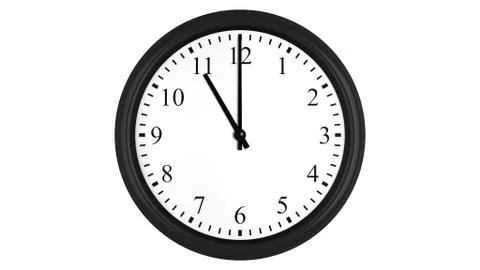Realistic 3D clock set at 11 o&amp;#39;clock Stock Illustration