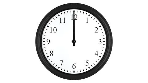Realistic 3D clock set at 12 o'clock Stock Illustration