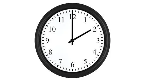 Realistic 3D clock set at 2 o'clock Stock Illustration