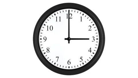 Realistic 3D clock set at 3 o&amp;#39;clock Stock Illustration