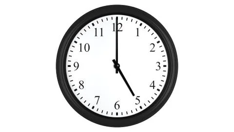 Realistic 3D clock set at 5 o'clock Stock-Illustration