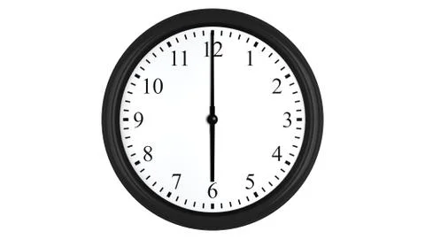 Realistic 3D clock set at 6 o'clock Stock Illustration