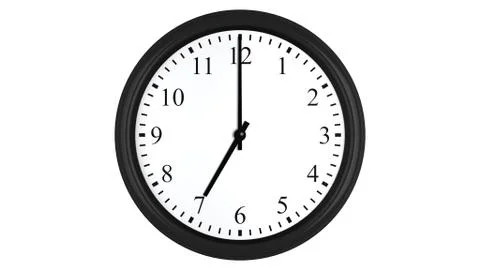 Realistic 3D clock set at 7 o'clock Stock-Illustration