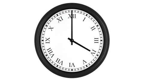 Realistic 3D clock set with Roman numerals at 4 o'clock Stock Illustration