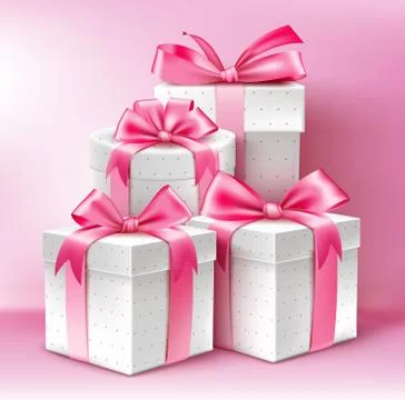 Realistic 3D Collection of Colorful Pattern Gifts Stock Illustration