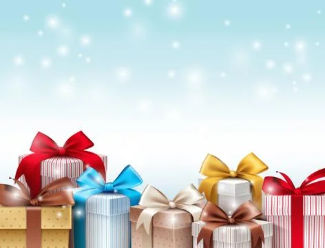 Realistic 3D Collection of Colorful Pattern Gift Box Stock Illustration