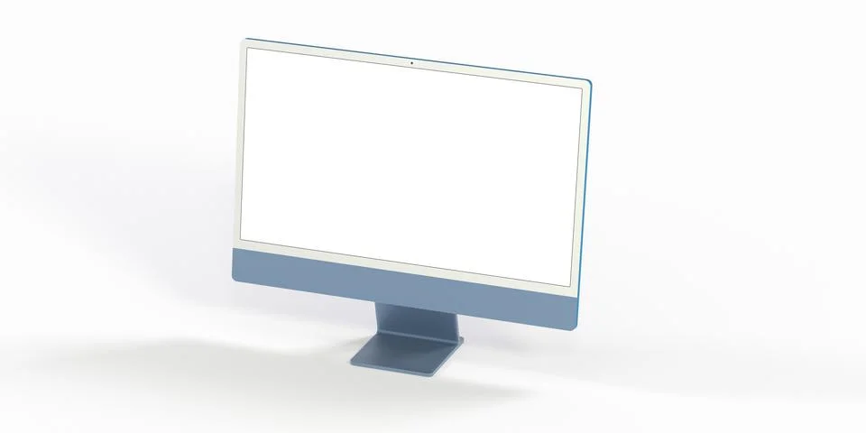 Realistic 3D computer, with a white screen, isolated on a white background Stock Illustration