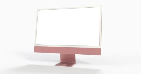 Realistic 3D computer, with a white screen, isolated on a white background Stock Illustration