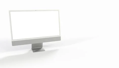 Realistic 3D computer, with a white screen, isolated on a white background 스톡 일러스트
