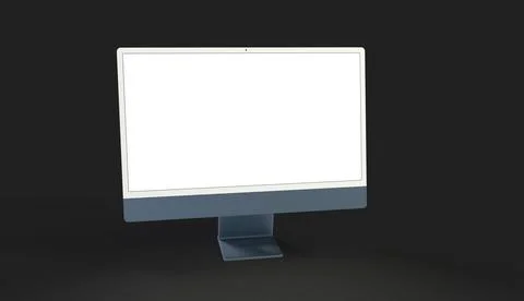 Realistic 3D computer, with a white screen, isolated on a black background 스톡 일러스트