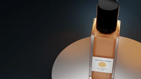 Realistic 3D cosmetic packaging design. Glass bottle on podium with liquid cream Stock Footage 145125690