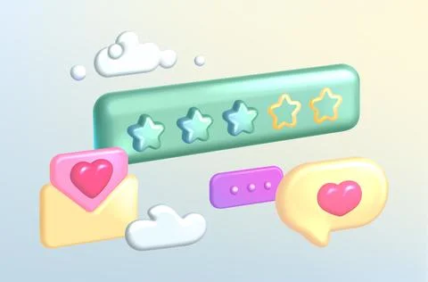 Realistic 3D customer feedback with rating stars Stock Illustration