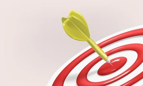 Realistic 3d design red target and yellow arrow. Marketing time concept. Targ Stock-Illustration