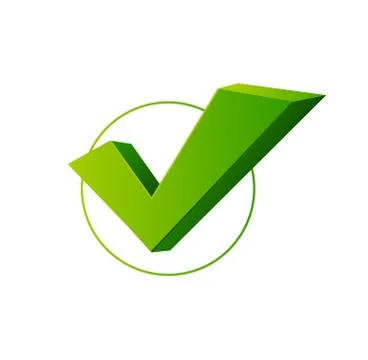 Realistic 3d Detailed Check Mark Yes or Confirmation Green Sign. Vector Stock Illustration