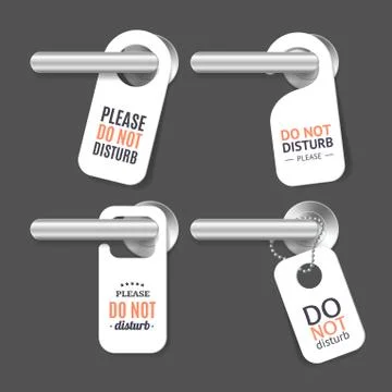 Realistic 3d Detailed Do Not Disturb Sign and Door Handle Set. Vector Illustration