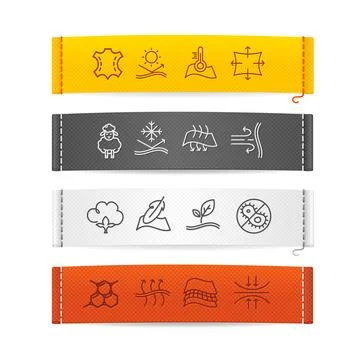 Realistic 3d Detailed Horizontal Textile Labels or Badges with Different Cloth Stock Illustration