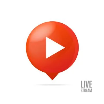 Realistic 3d Detailed Red Bubble Play Button. Vector Illustrazione stock
