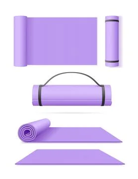 Realistic 3d Detailed Violet Exercise Mat Set. Vector 스톡 일러스트