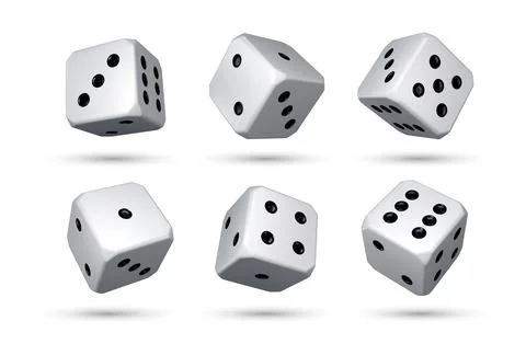 Realistic 3d dice set, vector white gambling cubes Stock Illustration