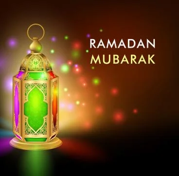 Realistic 3D Dimensional Elegant Ramadan Kareem Lantern 库存插图