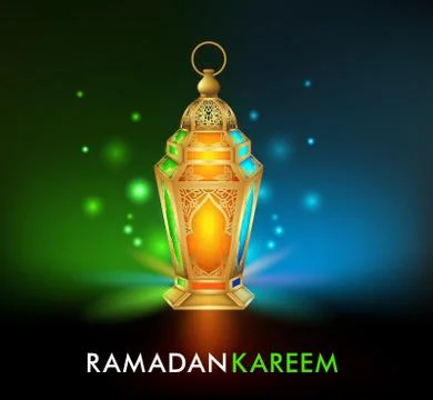 Realistic 3D Dimensional Elegant Ramadan Kareem Lantern or Fanous Stock Illustration