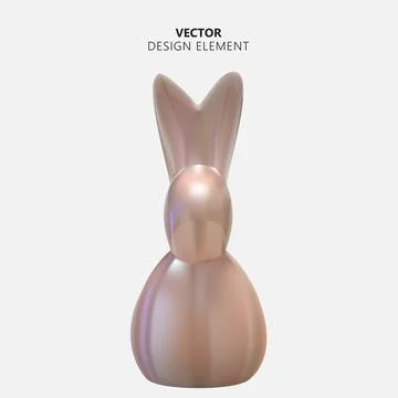 Realistic 3d easter bunny statuette. Design Element Vector Illustration EPS10 库存插图