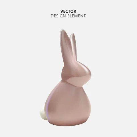 Realistic 3d easter bunny statuette. Design Element Vector Illustration EPS10 Illustrazione stock