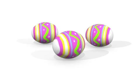 Realistic 3D Easter Egg Motion Graphic with Vibrant Pastel Patterns. 4K Stock Footage 328534780