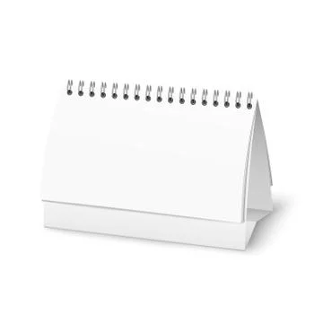 Realistic 3d empty and clean desktop calendar with metal spiral spring. 스톡 일러스트