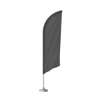 Realistic 3d feather flag on stand. Textile mockup for outdoor advertising. Stock Illustration