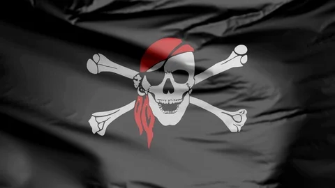 Realistic 3D Flag of Pirates Stock Footage 114600087