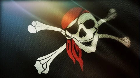 Realistic 3D Flag of Pirates Stock Footage 114600463