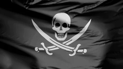 Realistic 3D Flag of Pirates Stock Footage 114600514