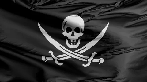 Realistic 3D Flag of Pirates Stock Footage 114600561