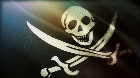 Realistic 3D Flag of Pirates Stock Footage 114600754