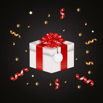 Realistic 3D Gift Box with Bow and Ribbon. Can be used fir banner sale poster Stock Illustration
