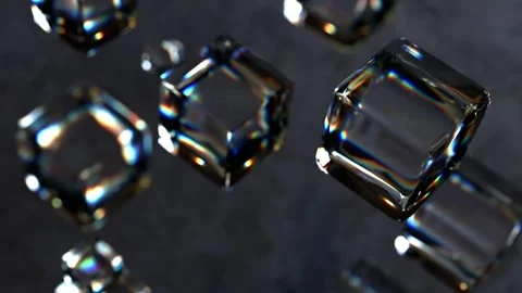 Realistic 3D Glass Cube Refraction 4K Seamless Loop Stock Footage 340455856