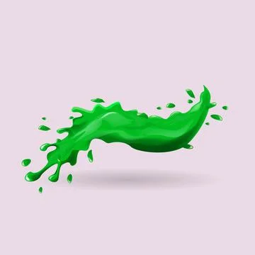 Realistic 3d green fluid splash for your design. Stock Illustration