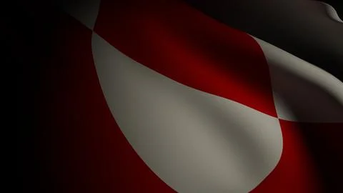 Realistic 3D Greenland Flag Render with Spotlight Close Up Stock Illustration