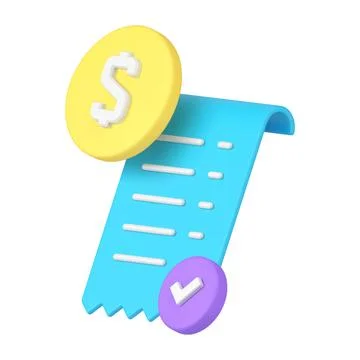 Realistic 3d icon blue diagonal placed curved payment blank financial recei.. Stock Illustration