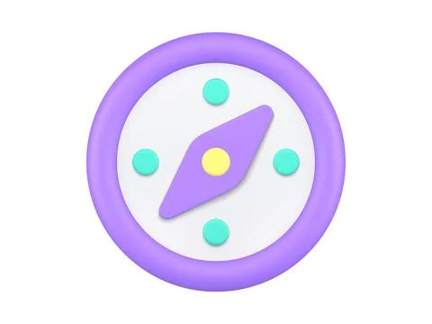 Realistic 3d icon compass with arrow for accuracy direction checking round an Stock Illustration