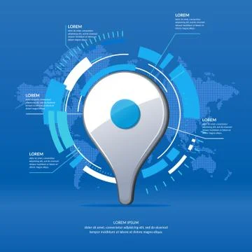 Realistic 3D icon map pointer. Illustrazione stock