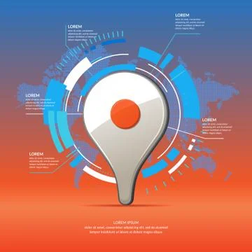 Realistic 3D icon map pointer. Stock Illustration