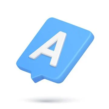 Realistic 3d icon quick tips A letter cyberspace notification diagonal placed Stock Illustration